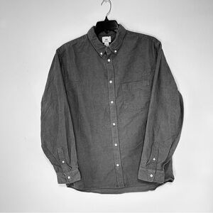 Gray Corduroy Classic Button Down Men's 100% Cotton Shirt XL